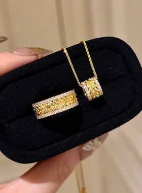 国潮金枝玉叶麦穗路路通纯银项链