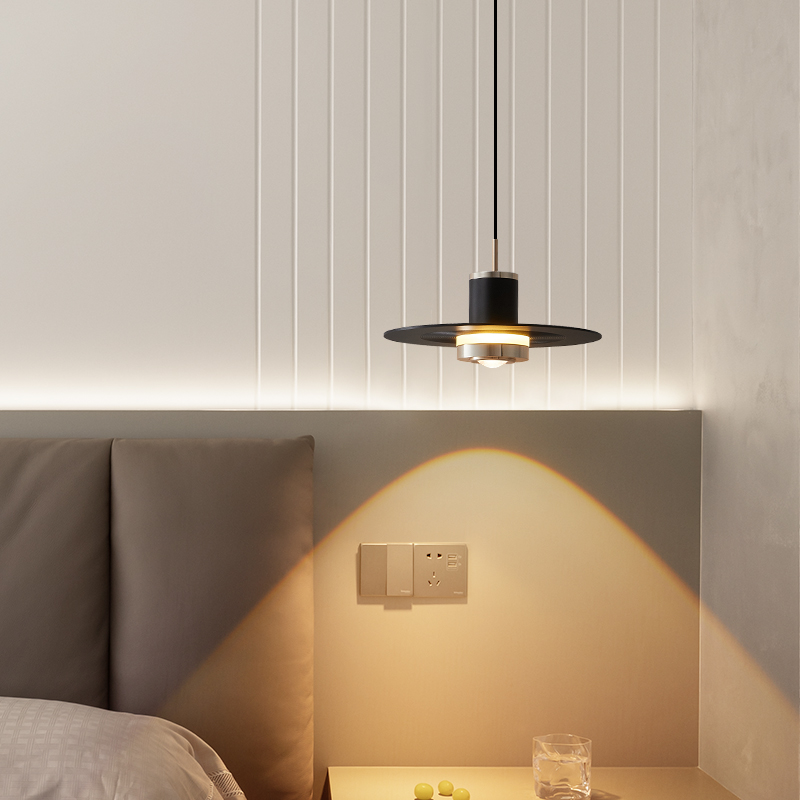 全光谱护眼床头吊灯设计感创意飞碟垂线灯餐厅吧台房间卧室吊线灯 - 图0