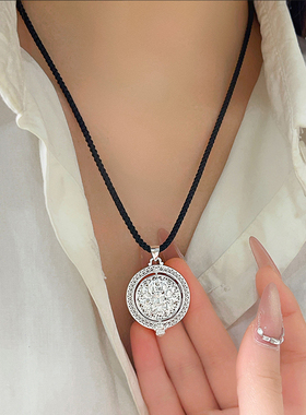 S925纯银镀金八宝罗盘项链