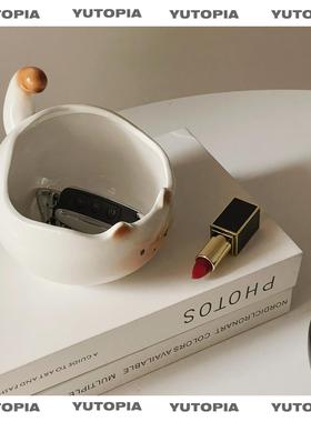 屿轩钥匙收纳摆件入户玄关置物架首饰化妆品收纳盒陶瓷乔迁新居