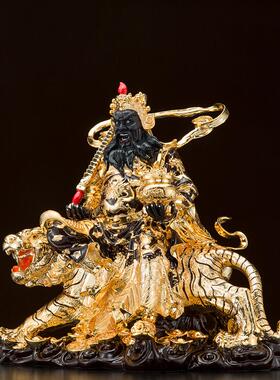 黄铜武财神赵公明神像居家摆件正财神赵公元帅财神骑虎像家用供奉