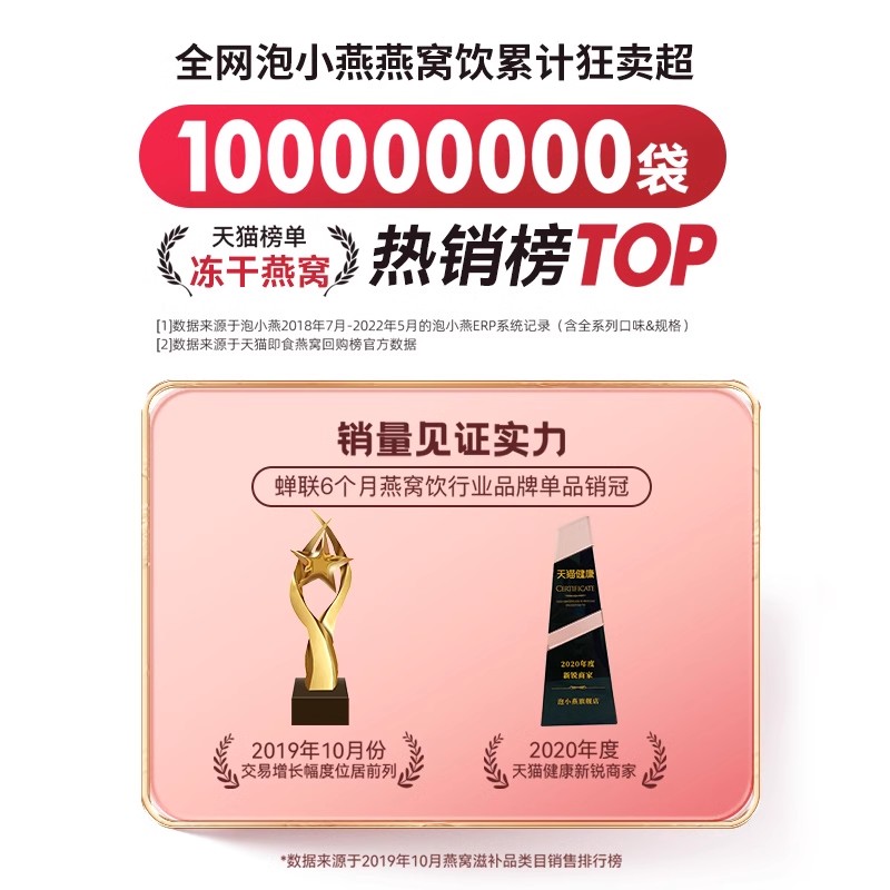 泡小燕冻干燕窝银耳饮羹免煮养生冲泡即食燕窝送长辈孕妇礼盒正品