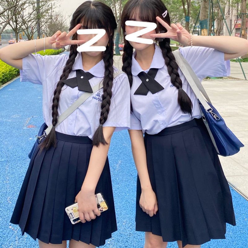 jk制服女学院风衬衫裙子泰国泰式校服学生全套高中生毕业班服套装 - 图2