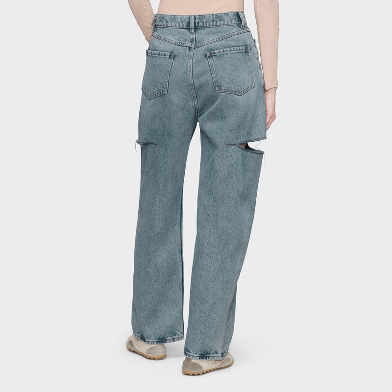 [明星同款]Maison Margiela马吉拉刀割阔腿直筒牛仔弯刀裤长裤子 - 图2