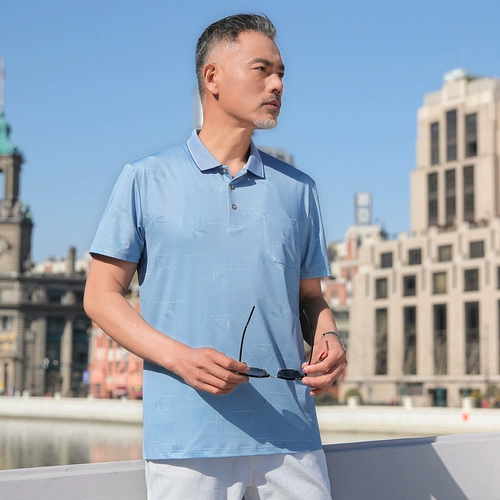 Мужская шелковая летняя одежда, хлопковая футболка polo, для среднего возраста, 40, 50 лет