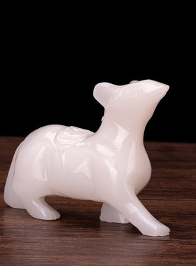 风水天然玉石福雅禄生肖鼠摆件