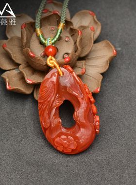 凯萨薇雅珍藏瓦西南红玛瑙吊坠雕件喜上眉梢女士文玩珠宝项链礼物