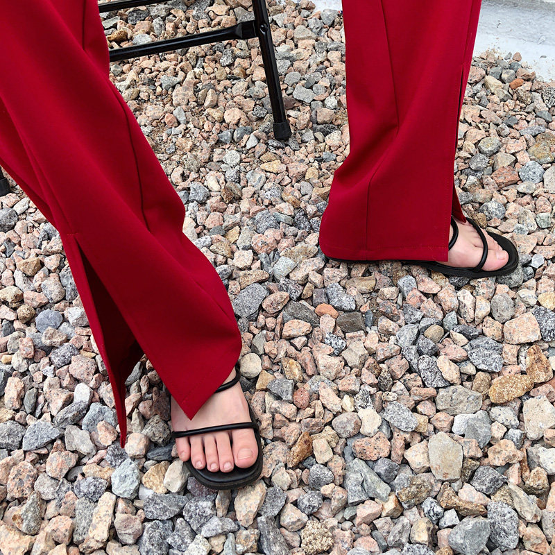 开叉春夏新款显瘦百搭高腰裤子 寻笙记服饰休闲裤