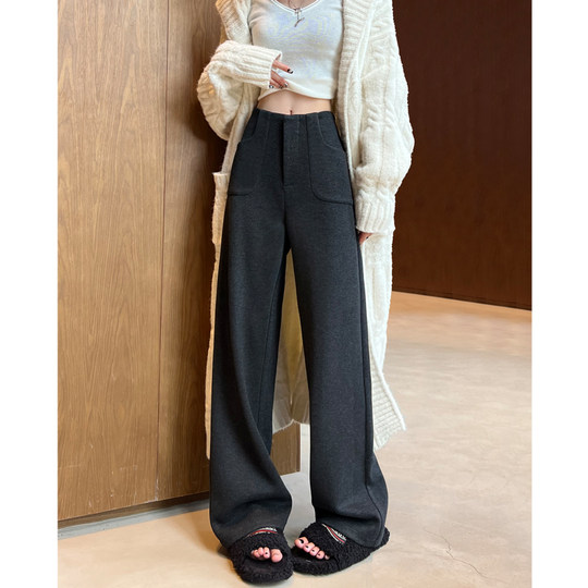 Xun Sheng Ji Узкие широкие брюки из шерсти и бархата на осень и зиму