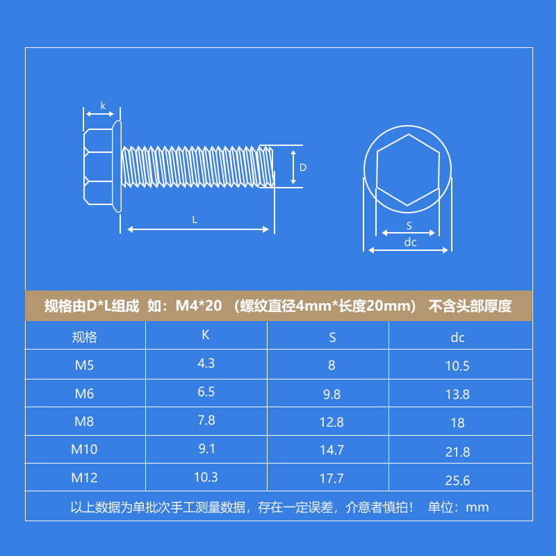 304不锈钢外六角法兰面螺栓316L带垫花齿纹防滑螺丝钉螺杆M6-M12,淘宝优惠券,粉丝福利购,淘宝优惠卷