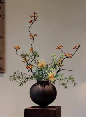 新中式侘寂禅意陶瓷花瓶摆件