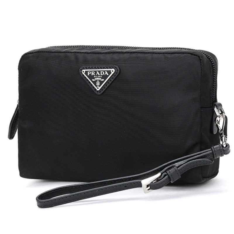 prada男女同款黑色织物手拿包 美欧汇奢海外女士包袋