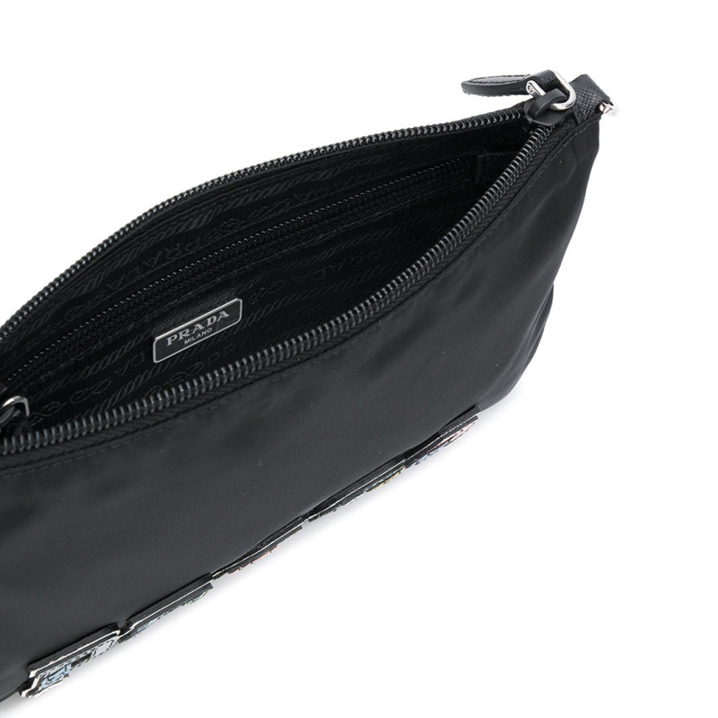 prada尼龙织物皮革字母手拿包 美欧汇奢海外女士包袋