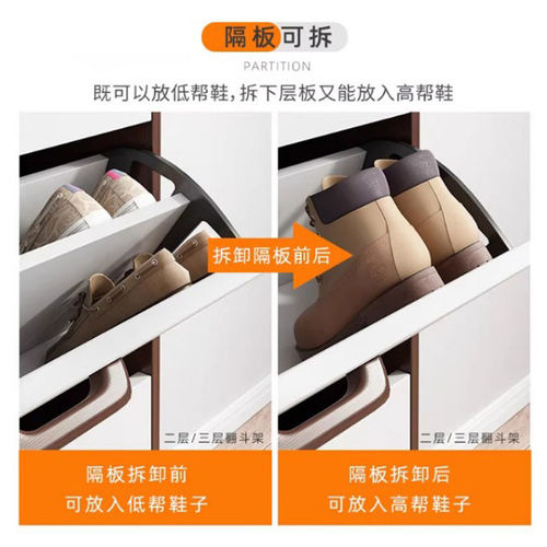 不锈钢翻斗鞋柜五金配件旋转下翻鞋架斜插反斗式单双层翻转家具柜 - 图2
