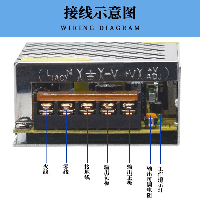 110/220V转12V5A开关电源60W灯条灯带LED变压器S-60-24小体积内置 - 图2