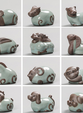 十二生肖摆件陶瓷老虎装饰