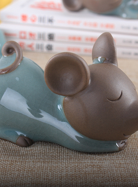 卡通紫砂老鼠摆件可爱风茶宠