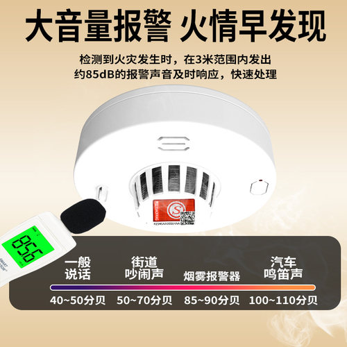 烟雾报警器家用3c认证厨房火灾烟感应报警器警报器消防专用烟感器 - 图2