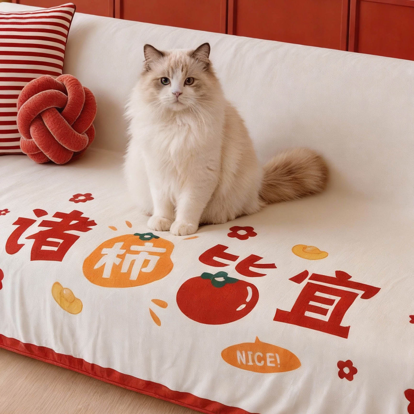 敏顺国潮新年沙发盖布过年氛围感沙发毯卡通现代沙发套罩防猫抓,淘宝优惠券,粉丝福利购,淘宝优惠卷