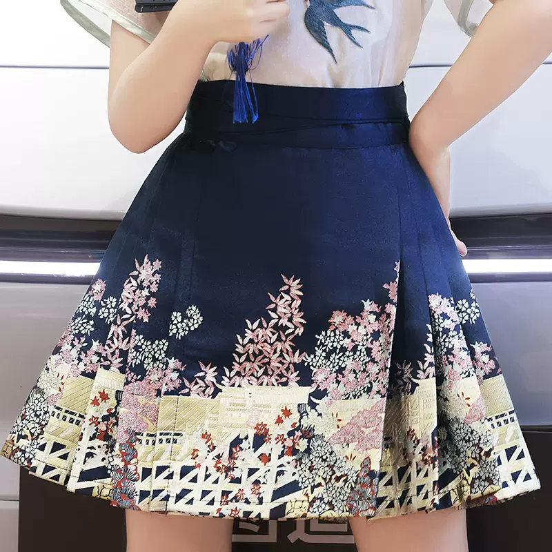 女童中国风短款马面裙2024夏季新款女孩汉服中大童短袖半身裙套装-图2