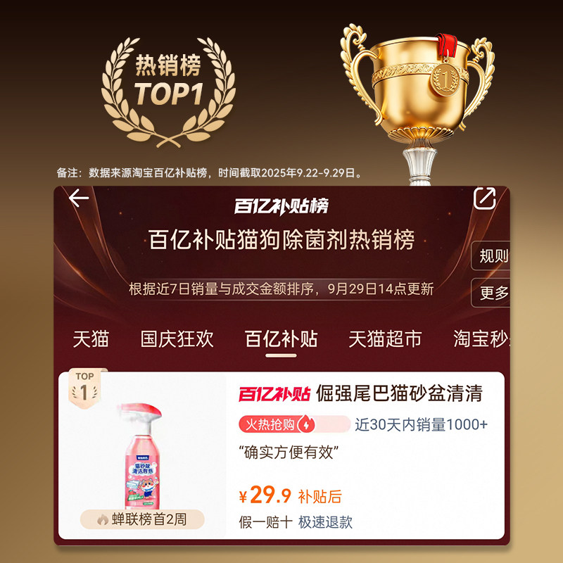 倔强尾巴猫砂盆清洁剂清洗泡泡宠物猫咪猫尿用品除菌除臭去污留香,淘宝优惠券,粉丝福利购,淘宝优惠卷