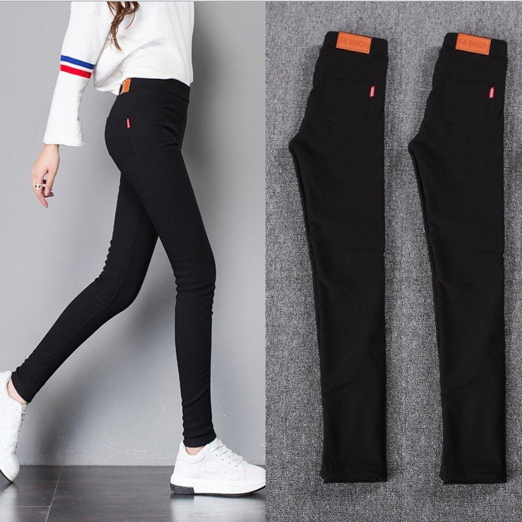 black highwaist long pants for women紧身黑色铅笔裤弹力小脚裤