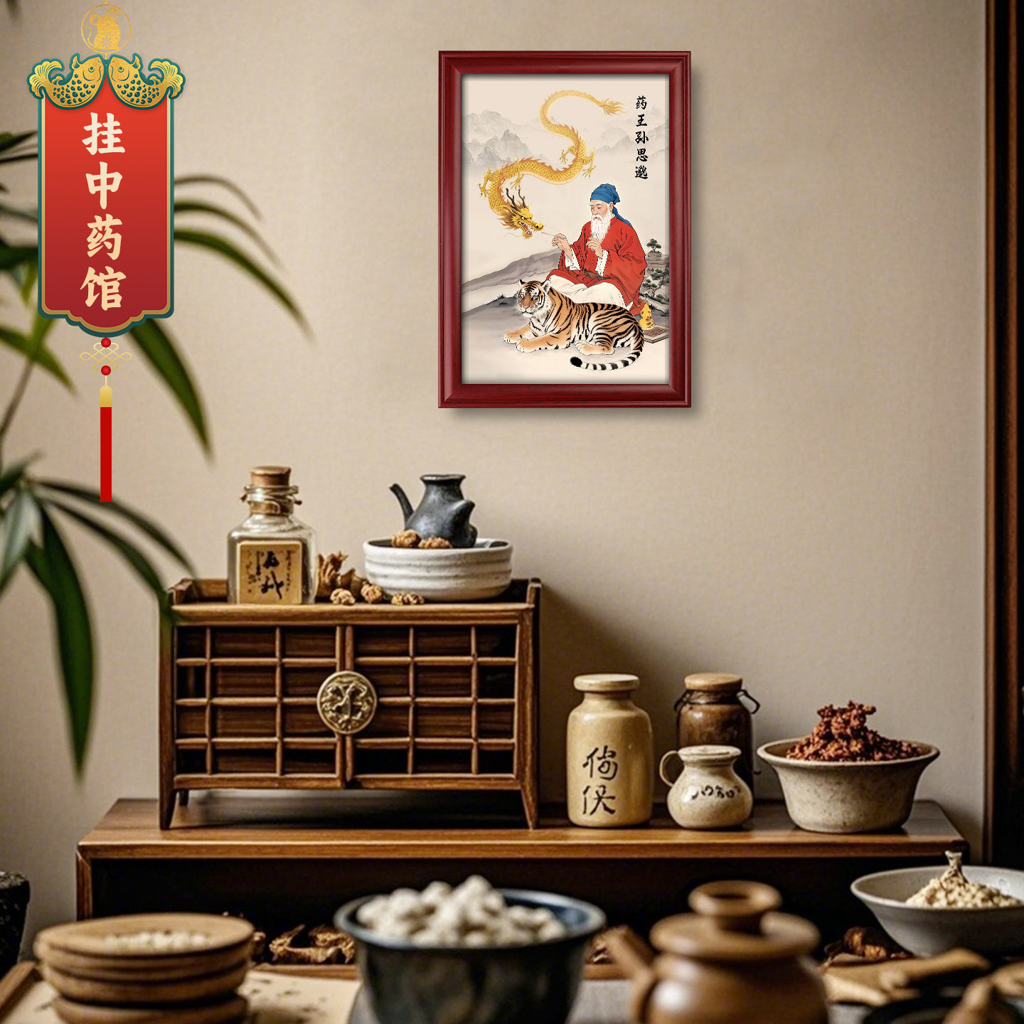 药王孙思邈神像挂画摆件古代名医画像摆台中医馆相框装饰画药王像,淘宝优惠券,粉丝福利购,淘宝优惠卷