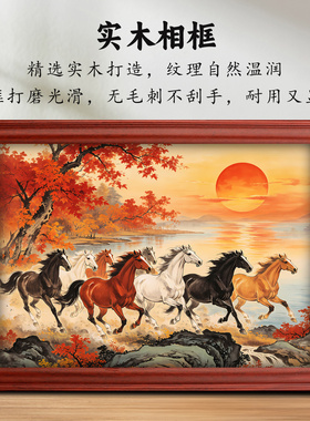 马到成功八骏图挂画