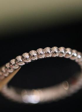 珠戒指女纯银镀18K玫瑰金