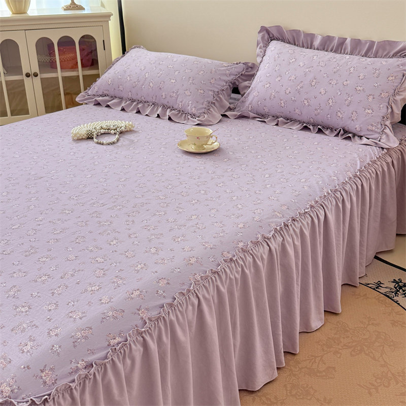 A类水洗珍珠棉单件床裙双层纱床垫保护罩三件套法式复古风床罩,淘宝优惠券,粉丝福利购,淘宝优惠卷