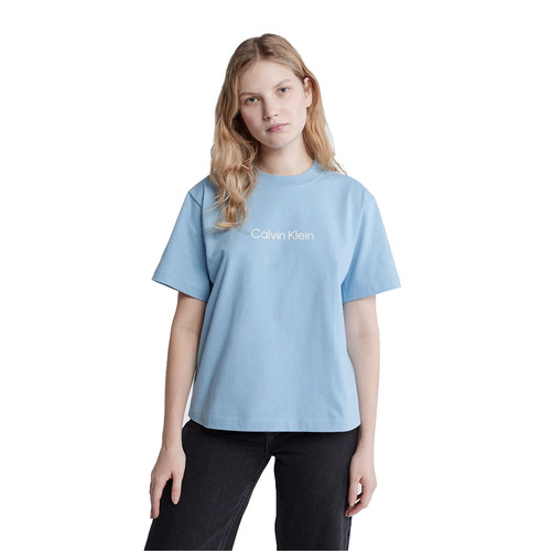 CK Jeans26夏季新款女士通勤休闲宽松重磅圆领纯色短袖T恤上衣 - 图3