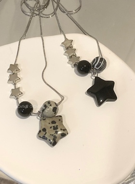 满五送一 原创DIY夏日ins星星五角星玉石斑点串珠y2k辣妹锁骨链