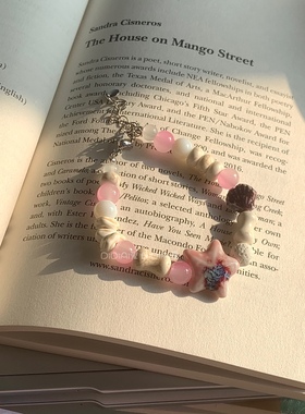 满五送一 原创DIY辣妹y2k粉色陶瓷海星贝壳天然石夏日串珠手链