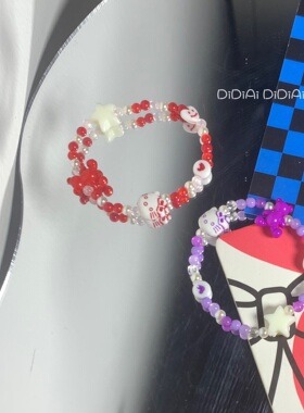 满五送一 原创DIY童趣y2k小熊彩虹糖果色hellokitty串珠手链