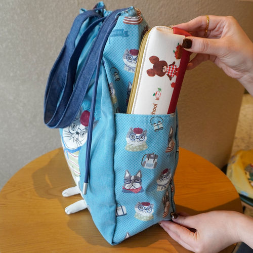 出口日本帆布包女手提袋大容量抽绳束口单肩包通勤学生布袋包 - 图2