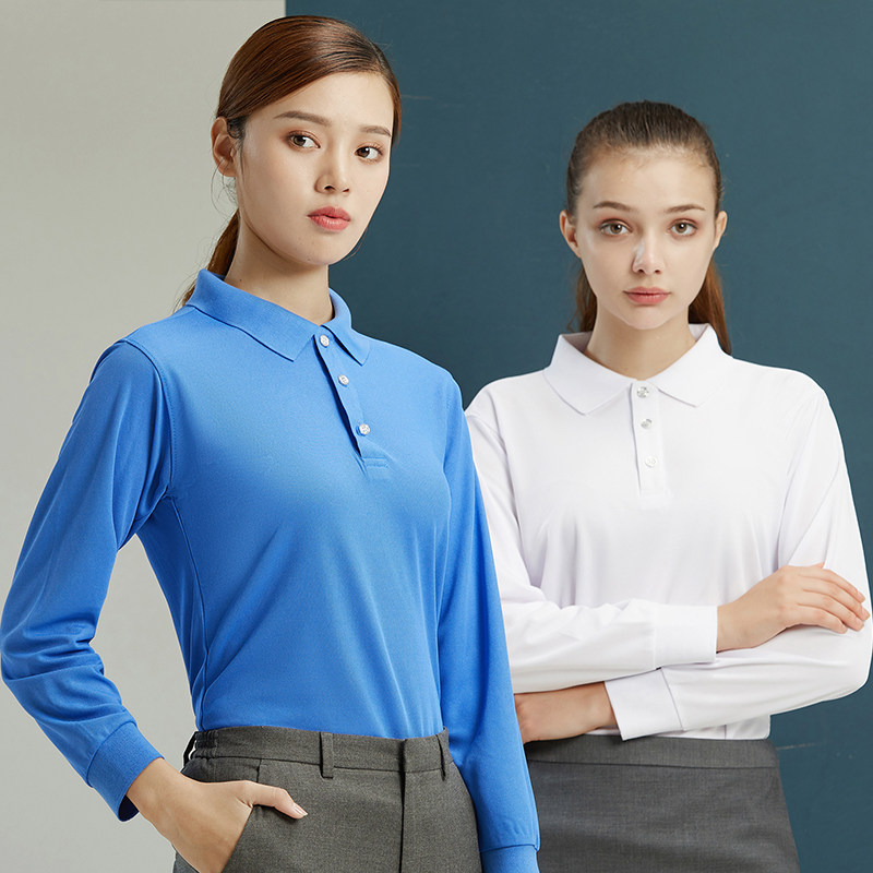 定制长袖翻领logo公司团体工作服 北集T恤印制