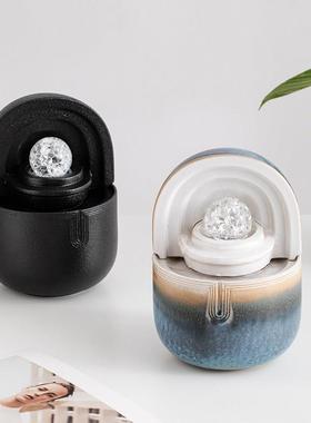 简约陶瓷流水加湿器鱼缸风水轮假山摆件客厅办公室前台桌面装饰品