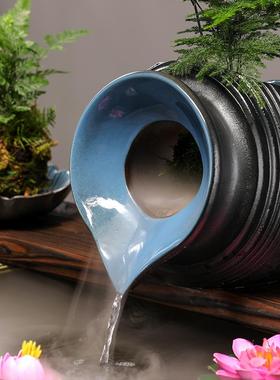 古养鱼陶瓷缸流水摆件循环水缸鱼缸自动过滤配件庭院景观装饰