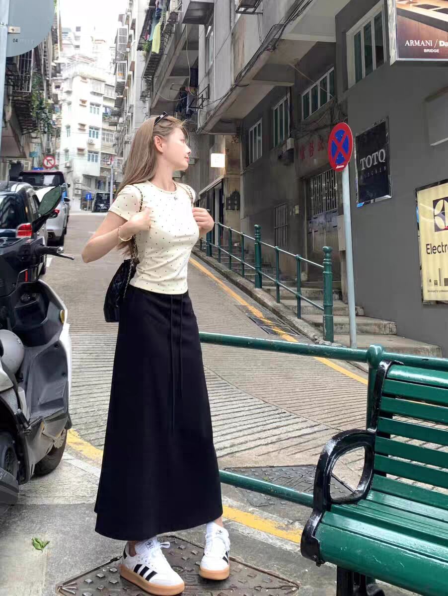 夏装茶系搭配一整套盐系轻熟御姐气质女神范炸街上衣裙子两件套装 - 图2