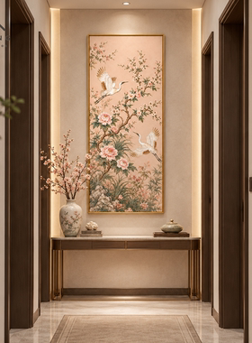鹤舞花朝玄关双鹤牡丹
