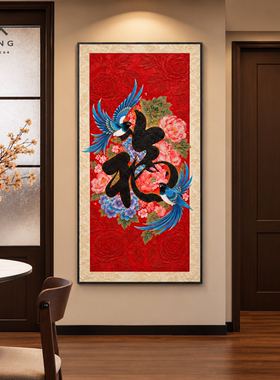 入户见福的新中式玄关画