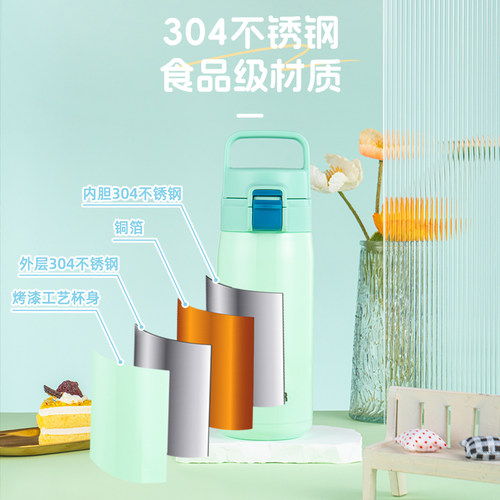 TIGER虎牌MTT-A儿童保温杯双杯盖可爱便携两用保冷直饮水杯子正品 - 图1