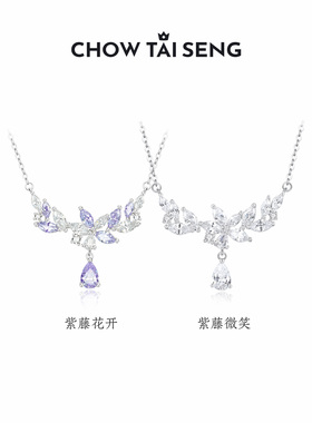 【生日礼物】周大生紫藤花项链女