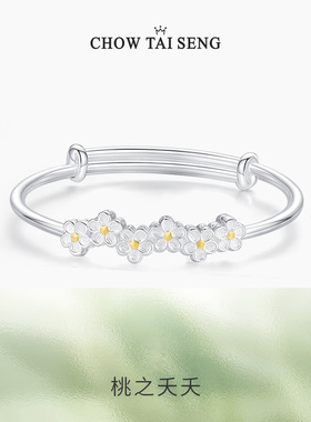 周大生足银S990手镯实心生日礼物