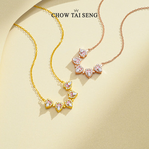 周大生桃花爱心项链纯银S925轻奢