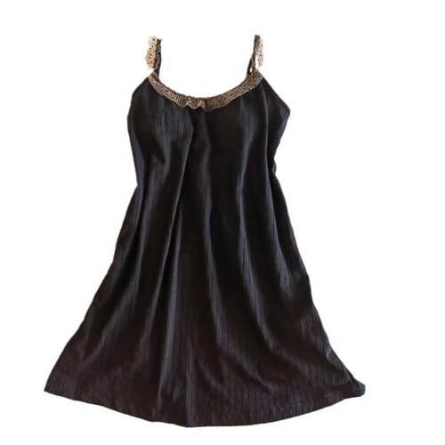 纯棉带胸垫睡衣女夏季纯欲风吊带睡裙女家居服休闲甜美中长裙 - 图3