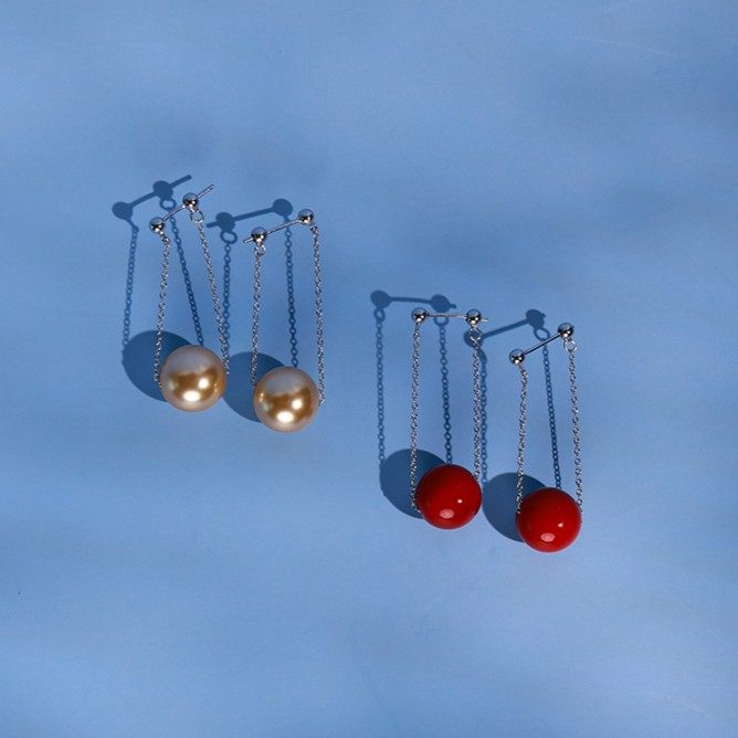 纯银链条珠珠耳钉气质百搭简约长款耳钉网红经典,淘宝优惠券,粉丝福利购,淘宝优惠卷