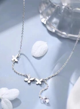 s925纯银蝴蝶项链女 小众轻奢百搭颈链仙气ins风夏锁骨链简约