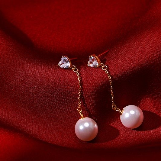 真多麻灰珠爱心锆石耳钉轻奢长款简约,淘宝优惠券,粉丝福利购,淘宝优惠卷