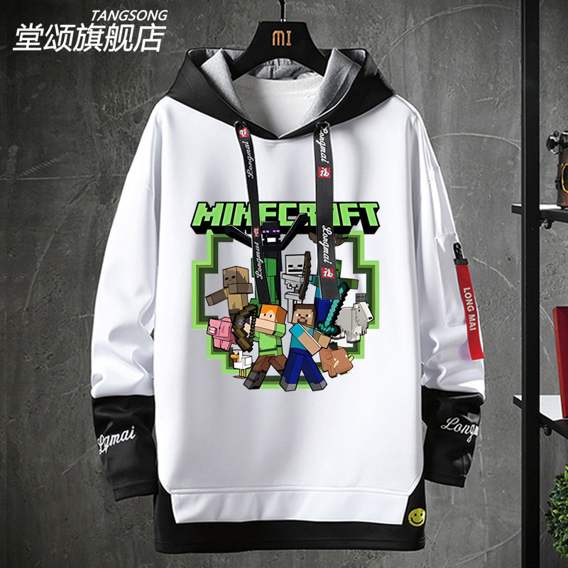 Minecraft像素游戏周边我的世界苦力怕连帽卫衣男士潮牌外套衣服_虎窝淘